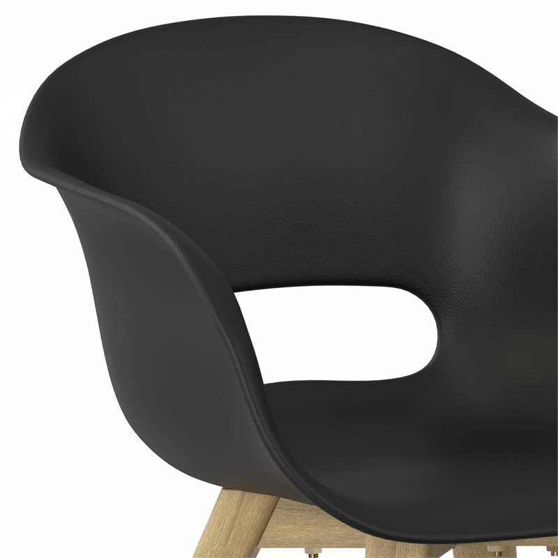 Pemberly Row Outdoor Dining Chairs in Black Plastic (Set of 2)
