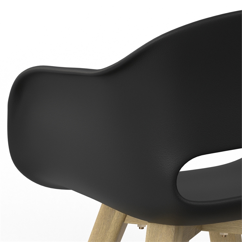 Pemberly Row Outdoor Dining Chairs in Black Plastic (Set of 2)