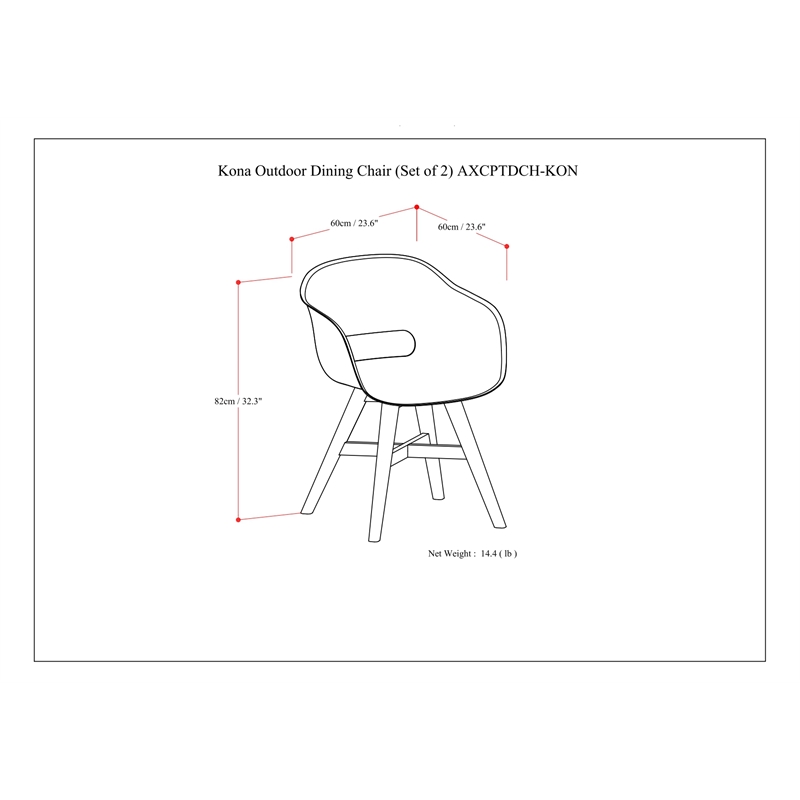 Pemberly Row Outdoor Dining Chairs in Black Plastic (Set of 2)