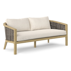Pemberly Row 70&quot Wide Contemporary Outdoor Sofa in Natural Fabric