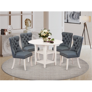 Pemberly Row 5-Piece Rubber Wood Dining Set with Drop Leaf Table