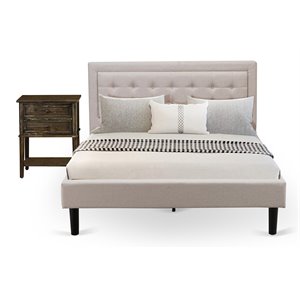 Pemberly Row 2-Piece Fabric Upholstered Queen Bedroom Set in Beige
