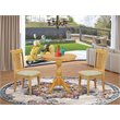 Pemberly Row 3-Piece Wood Dining Set with Oak Finish Cushion Chairs