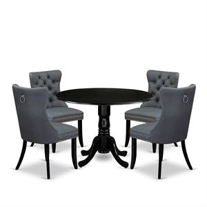 Pemberly Row 5-Piece Dining Set with Drop Leaf Table and Chairs in Black