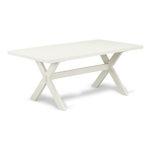Pemberly Row X-Style Wood Dining Table in Off White Finish