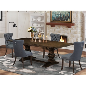 Pemberly Row 5-Piece Dining Set with Butterfly Leaf Rubberwood Jacobean Finish