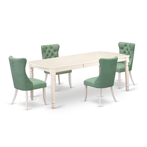 Pemberly Row 5-Piece Kitchen Table Set in Linen White and Willow Green