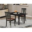 Pemberly Row 3-Piece Black Wood Dining Set with Faux Leather Chairs