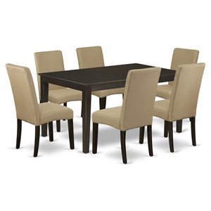 Pemberly Row 7-Piece Dining Table Set with Rectangular Table in Cappuccino
