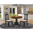 Pemberly Row 3-Piece Round Dining Set with Wood in Black and Cherry