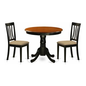 Pemberly Row 3-Piece Round Dining Set with Wood in Black and Cherry