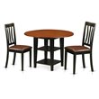 Pemberly Row Sudbury 3-Piece Black and Cherry Dining Set with Faux Leather