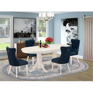 Pemberly Row 5-Piece Modern Dining Set with Oval Table in Linen White