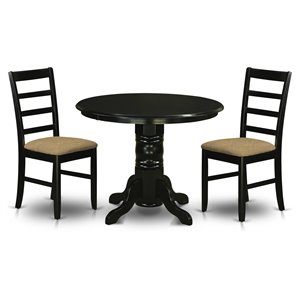 Pemberly Row Shelton Round 3-Piece Wood Kitchen Set in Black