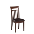 Pemberly Row Capri Leather Dining Chairs Set of 2 in Mahogany