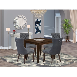 Pemberly Row 5-Piece Dining Table Set with Square Table in Mahogany