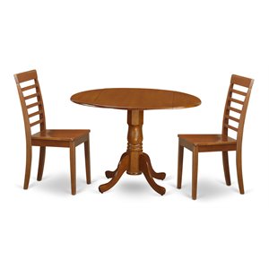 Pemberly Row Dublin Round Dining Table with Ladder Back Chairs in Saddle Brown