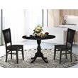 Pemberly Row Dublin 3-Piece Wood Dining Set with Slatted Back Chairs in Black