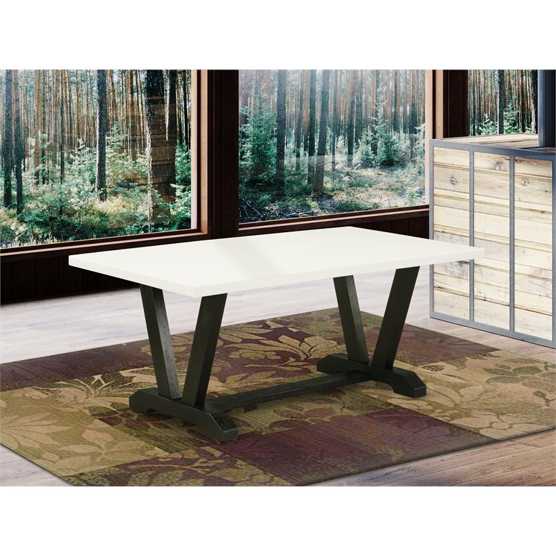 Pemberly Row 40x72 Wood Dining Table in Black and White