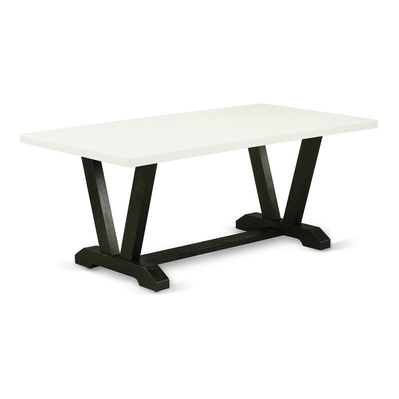 Pemberly Row 40x72 Wood Dining Table in Black and White