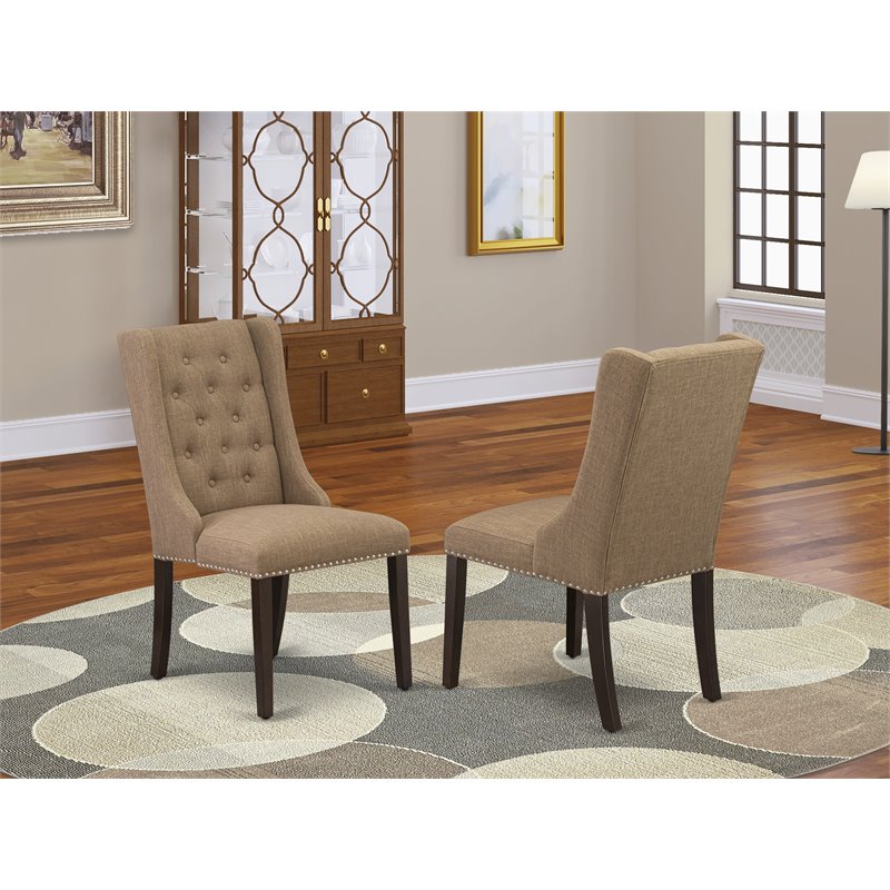 Pemberly Row Forney Fabric Dining Chairs in Mahogany/Brown (Set of 2)