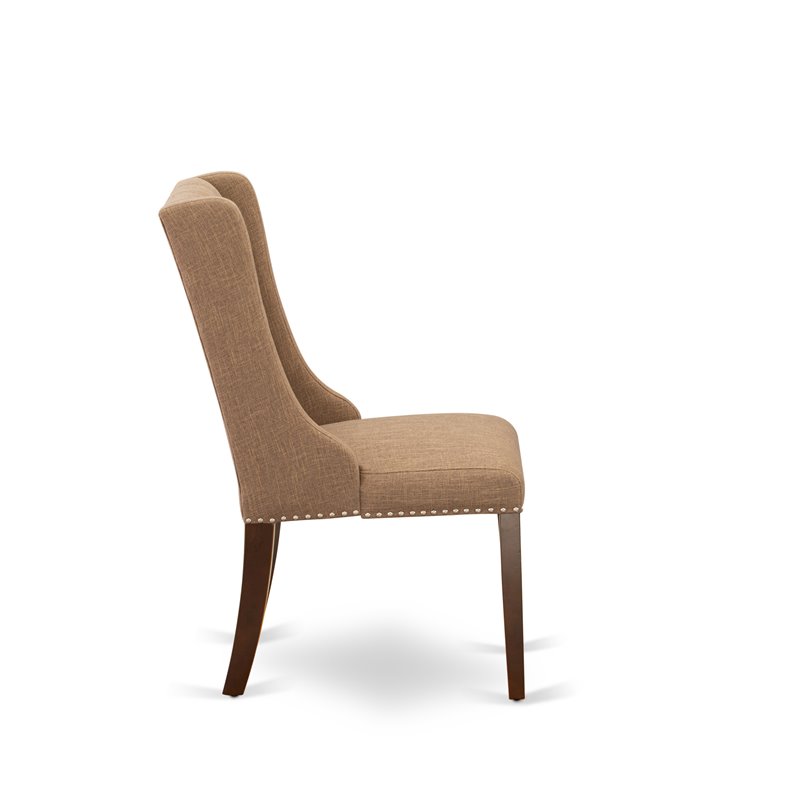 Pemberly Row Forney Fabric Dining Chairs in Mahogany/Brown (Set of 2)
