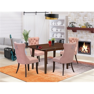 Pemberly Row 5-Piece Mahogany Rubber Wood Dining Set with Butterfly Leaf