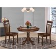 Pemberly Row 3-Piece Round Dining Set with Mahogany Finish and Wood Seats