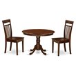Pemberly Row 3-Piece Round Dining Set with Mahogany Finish and Wood Seats