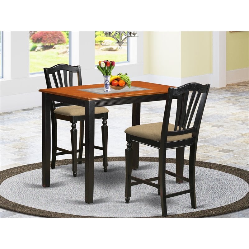 Pemberly Row 3-Piece Wood Dining Set in Black and Cherry Finish