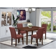 Pemberly Row 5-Piece Dining Set in Mahogany/Burgundy Faux Leather