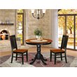 Pemberly Row Antique 3-Piece Round Dining Set in Black/Cherry Wood