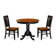 Pemberly Row Antique 3-Piece Round Dining Set in Black/Cherry Wood