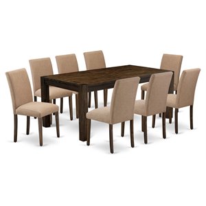 Pemberly Row 9-Piece Wood Dining Set in Distressed Jacobean Finish