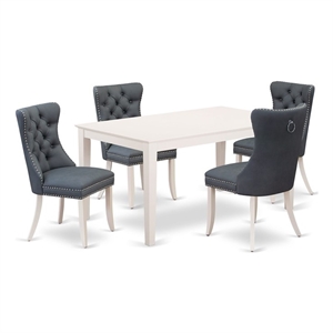 Pemberly Row 5-Piece Dining Table Set with Chairs in Linen White/Platinum Gray