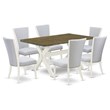 Pemberly Row 7-Piece Wood Dining Room Set in White and Jacobean Finish
