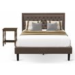Pemberly Row 2-Piece Traditional Fabric Queen Bed and Nightstand Set in Brown