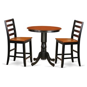 Pemberly Row 3-Piece Counter Height Dining Set with Bar Stools in Black/Cherry