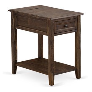Pemberly Row 24&quot Wood Nightstand with Drawer and Bottom Shelf in Jacobean