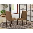 Pemberly Row Set of 2 Fabric Dining Chairs in Brown Beige Linen