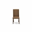 Pemberly Row Set of 2 Fabric Dining Chairs in Brown Beige Linen