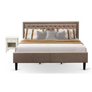 Pemberly Row 2-Piece King Bed Bedroom Set in Dark Khaki Brown/Cream