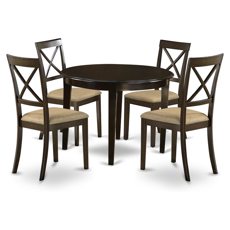 Pemberly Row 5-Piece Round Table Dining Set in Cappuccino