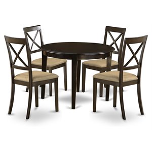 Pemberly Row 5-Piece Round Table Dining Set in Cappuccino