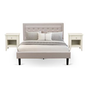 Pemberly Row 3-Piece Fannin Queen Bedroom Set in Mist Beige and Walnut