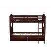 Pemberly Row Twin Bunk Bed with Under Drawer Storage in Java Finish
