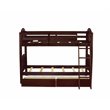 Pemberly Row Twin Bunk Bed with Under Drawer Storage in Java Finish
