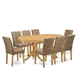Pemberly Row 9-Piece Kitchen Table Set with High Back Faux Leather Chairs