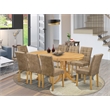 Pemberly Row 9-Piece Kitchen Table Set with High Back Faux Leather Chairs