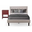 Pemberly Row 2-Piece Upholstered Full Size Bedroom Set in Mist Beige/Burgundy